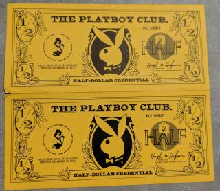 Vintage - The Playboy Club Half Dollar Credential - 1970s - Orange