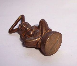 Vintage BRASS LUCKY CORNISH PIXIE/Pisky PIPE TAMPER/Wax Seal/Fob Charm 5