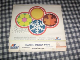 Vintage Rexall Drugs Calendar,  1972,  Harris Drug Store,  Washington,  Kansas,  Fair 3