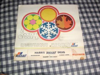Vintage Rexall Drugs Calendar,  1972,  Harris Drug Store,  Washington,  Kansas,  Fair 4