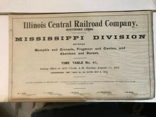 Illinois Central Railroad Employee Timetable 1912 Mississippi Division
