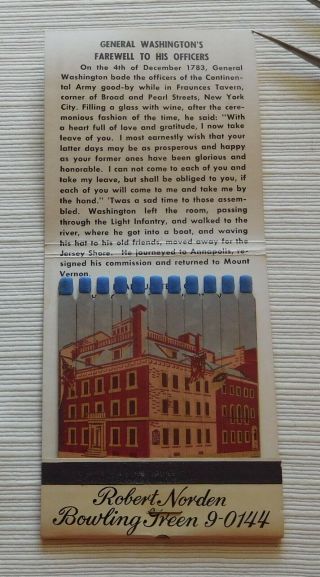 Giant Feature Matchbook,  Fraunces Tavern Restaurant,  Nyc,  Sons Of The Revolution
