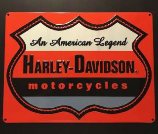 Harley Davidson Embossed Metal Advertising Sign 17 X 13