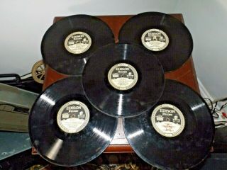 5 1900s Edison Diamond Disc Phonograph Records Double Sided 78 Rpm All Playable.