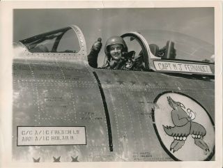 1953 Orig.  Aviation Press Photo U.  S.  Air Ace In Sabrejet Korean War 13 Migs Down