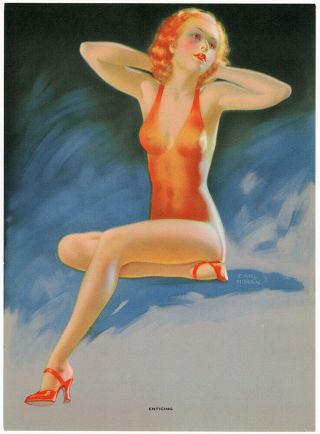 Rare 1930s Art Deco Bathing Beauty Redhead Earl Moran Pin Up Beauty Enticing Nr