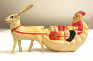 Miniature Santa Claus Pulled By Reindeer,  Sleigh.  1926.  Celluloid.  Irwin,  Usa