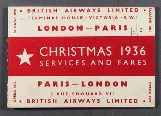British Airways Christmas Airline Timetable 1936