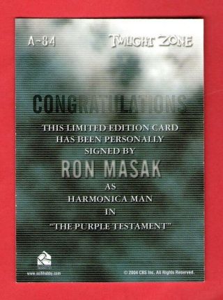 Twilight Zone Series 4 - Autograph Card: A84 Ron Masak 2