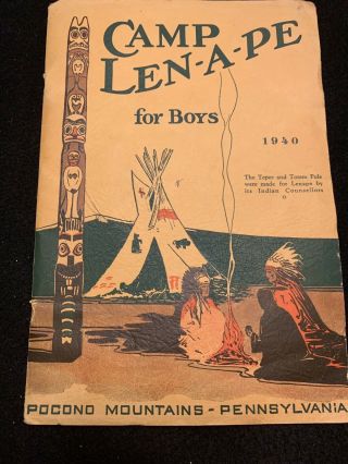 Vintage 1940 Camp Lenape (boys) Brochure Tafton Pa Pocono Mountains Pike County