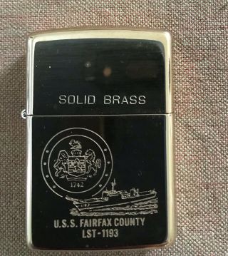 1932 - 1991 Solid Brass Commemorative Zippo U.  S.  S.  Fairfax County Lst - 1193