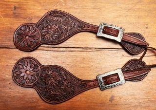Carved Handmade Cowboy Spur Straps By Pappas