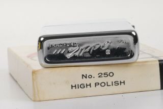 Vintage Zippo Lighter No.  250 High Polish Chrome Lighter 1977 Old Stock 6