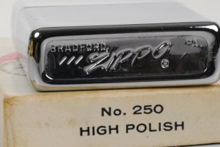 Vintage Zippo Lighter No.  250 High Polish Chrome Lighter 1977 Old Stock 7