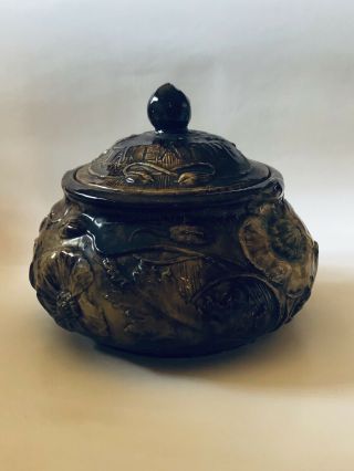 Majolica Tobacco Jar Humidor Take A Pipe Austrian Antique 1890s