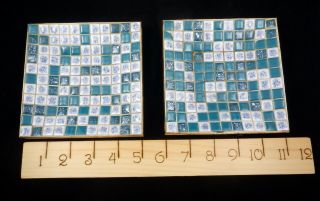 Vintage - Mid Century Modern Mosaic Tile Ashtray/trinket Dishes - Set Of 2