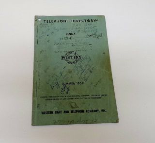 Vtg 1959 Western Light And Telephone Company Directory Lenox Ia Iowa