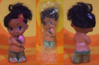 Adorable Nip Vtg 70s Hawaiian Hula Girl Dancer Rubber Doll - Tiki Aloha