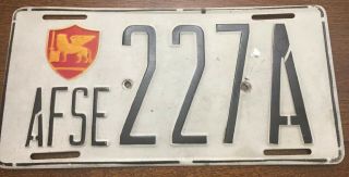 Afse Allied Forces Southern Europe License Plate Us Forces Italy Army War
