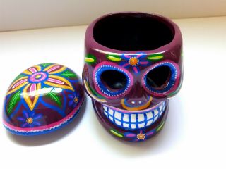Mexican Skull Talavera (ceramic) For Day Of The Dead (dia De Muertos) Handpainted
