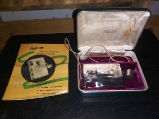 Vintage Beltone Model " M " Mono Pac Hearing Aid W Case And Papers