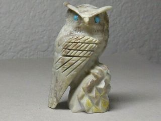 Zuni Fetish F - 2311 Picasso Marble Horned Owl By Arvella Cheama