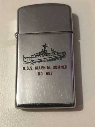 Vintage Zippo Lighter.  Uss Allen M Sumner.  Dd 692.  Pat.  2517191