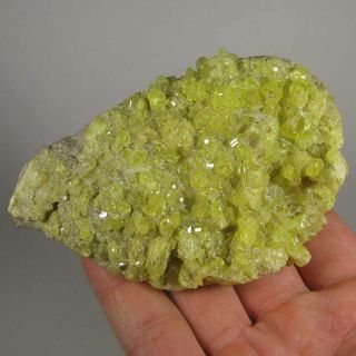 5 " Yellow Sulfur Crystals Cluster - El Desierto Mine,  Bolivia