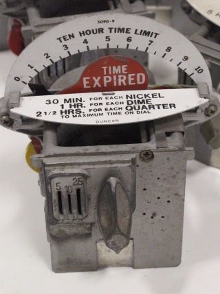 Vintage Duncan Parking Meter Mechanism 10 Hour Limit 5 10 25 Cent Model 60 76