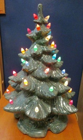 Vintage 1970 Ceramic Christmas Tree 16 " Lighted W/winter Wonder Land Music Box