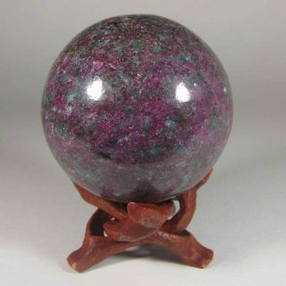 2.  3 " Ruby In Kyanite Sphere Ball W/ Stand - India - 60mm