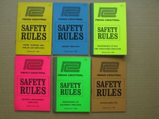 6 Different Penn Central Railroad Rule Books Marine Employes,  Station,  1968,  1
