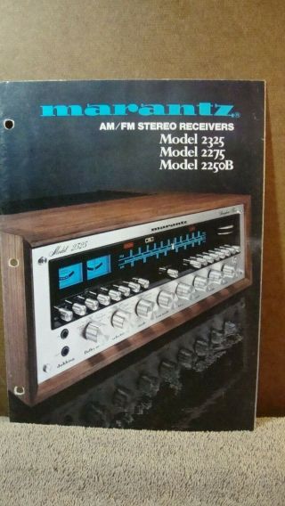 1975 Marantz Model 2250b 2325 Etc Receivers Fold Open 8 Page Booklet With Specs