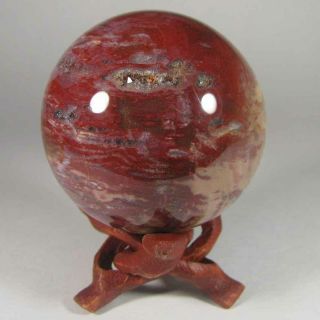 2.  3 " Petrified Wood Sphere Ball W/ Stand - Madagascar - 59mm