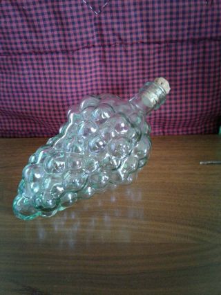 Glass Grape Cluster Bottle With Cork Collectable Vintage Decanter