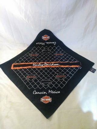 Official Harley Davidson Cancun Mexico Bandana Black Chain Link Print