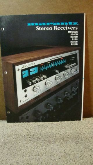 1975 Marantz Model 2240b 2225 Etc Receivers Fold Open 8 Page Booklet With Specs