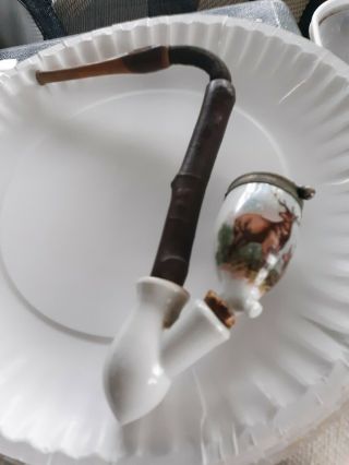 Antique Vintage German Porcelain Smoking Tobacco Pipe