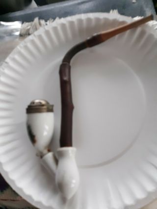 Antique Vintage German Porcelain Smoking Tobacco Pipe 3