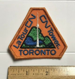 Cn Tower La Tour Cn Toronto Canada Souvenir Orange Embroidered Patch Badge