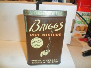 Briggs Pipe Mixture Smoking Tobacco Upright Tin Complimentary Tin.  Good Top Stamp