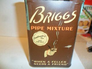 BRIGGS PIPE MIXTURE SMOKING TOBACCO UPRIGHT TIN COMPLIMENTARY TIN.  GOOD TOP STAMP 3