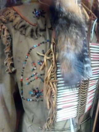 Early 20th C Ojibwa Native American Headdress And Shirt,  breastplate 2