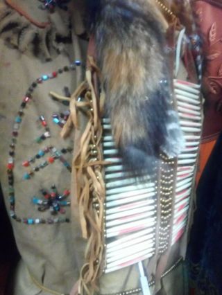 Early 20th C Ojibwa Native American Headdress And Shirt,  breastplate 5