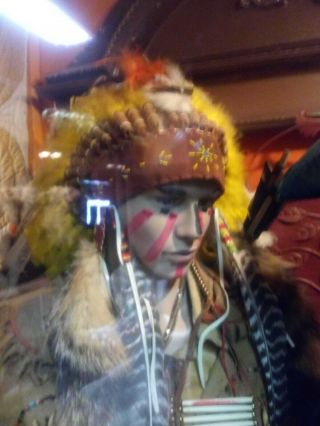 Early 20th C Ojibwa Native American Headdress And Shirt,  breastplate 6
