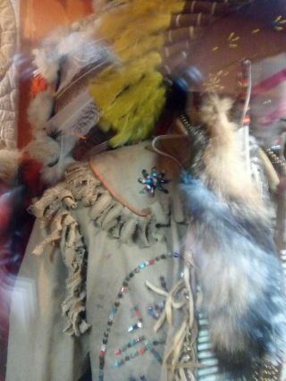 Early 20th C Ojibwa Native American Headdress And Shirt,  breastplate 8