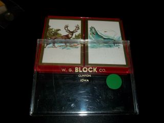 Dbl.  Deck Playing Cards W.  G.  Block Clinton Iowa Fred Sweney Art Trout Deer