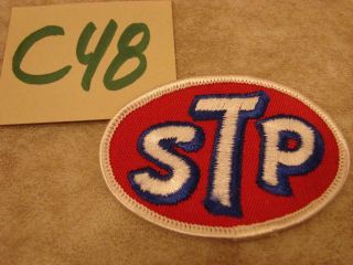 C48g Vintage Embroidered Stp Patch Gas And Oil Red White And Blue