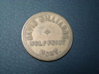 Wolf Point Montana " David Billiards " Good For 25c In Trade Token Brass 28mm