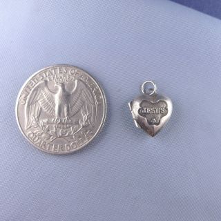 Miniature Silver Sacred Heart Jesus Mary Locket Pendant / Reliquary Medal Charm